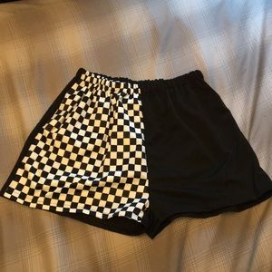 Flowy black and white checkered shorts